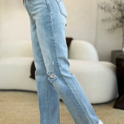 Judy Blue Full Size High Waist Distressed Straight Jeans - Image 4