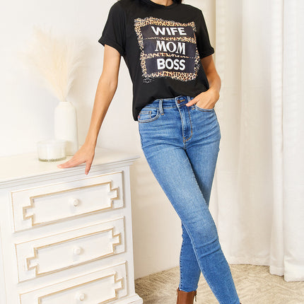 Simply Love WIFE MOM BOSS Leopard Graphic T-Shirt - Image 4