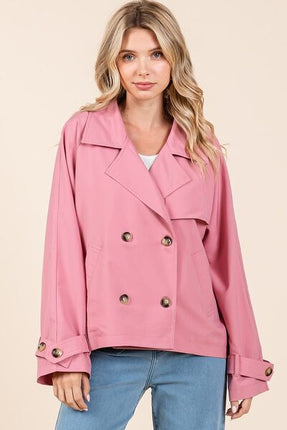 Mittoshop Double Breasted Long Sleeve Trench Coat Jacket - Image 4