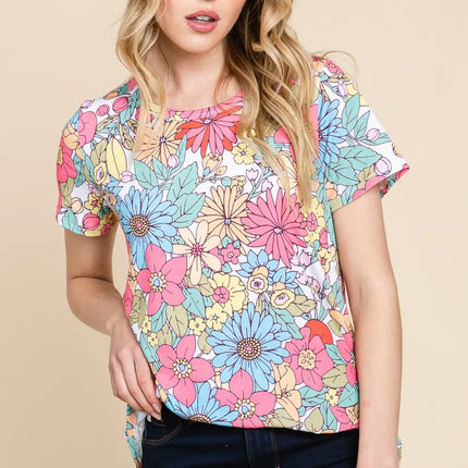 BOMBOM Floral Short Sleeve T-Shirt - Image 4