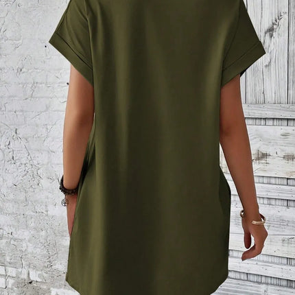 Round Neck Short Sleeve Mini Dress - Image 27