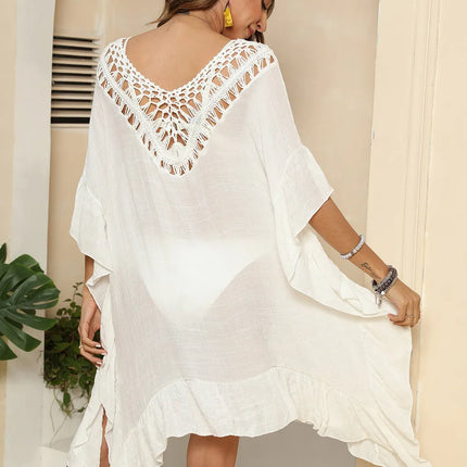 Cutout Ruffled Half Sleeve Cover-Up - Image 2
