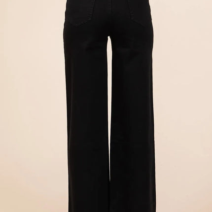 Mittoshop Twill High Waisted Button Fly Wide Leg Pants - Image 4