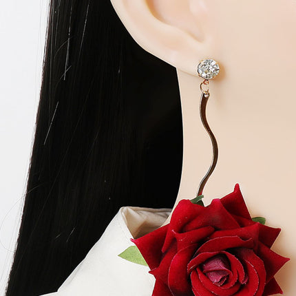 Alloy Rose Dangle Earrings - Image 3