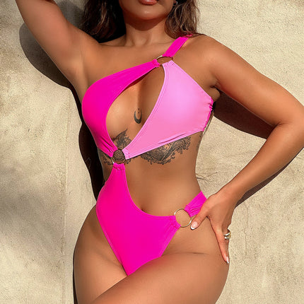 One-Shoulder Cutout Ring Detail One-Piece Swimsuit - Image 8