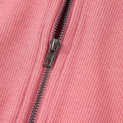 French Terry Zipped Collar Sleeveless Drawstring Waist Mini Dress - Image 22