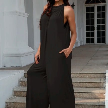 Double Take Full Size Tie Back Cutout Sleeveless Jumpsuit - Image 9