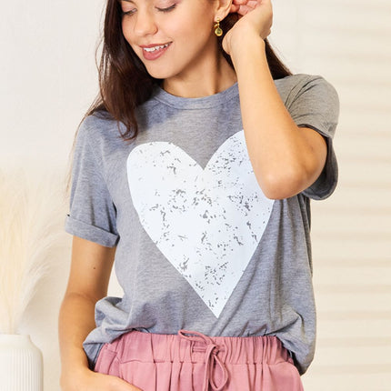 Simply Love Heart Graphic Cuffed Short Sleeve T-Shirt - Image 5