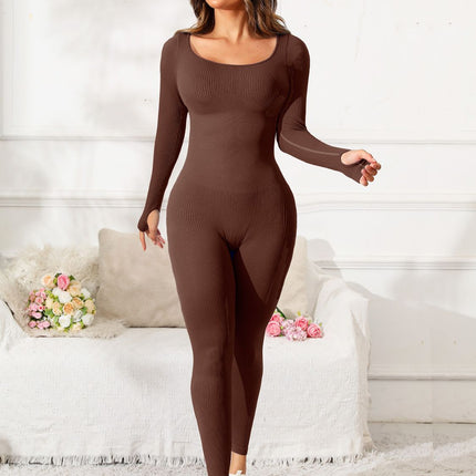 Scoop Neck Long Sleeve Active Jumpsuit - Image 9