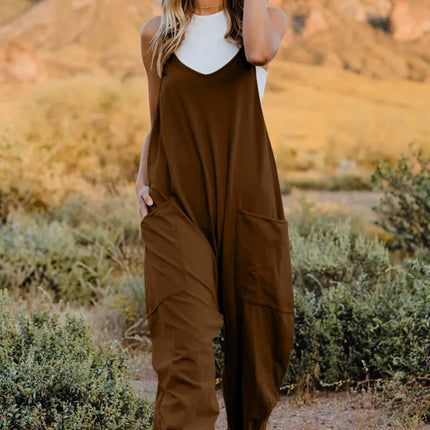 Double Take Full Size V-Neck Sleeveless Jumpsuit with Pockets - Image 1