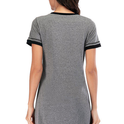 Contrast Trim Short Sleeve Lounge Dress - Image 21