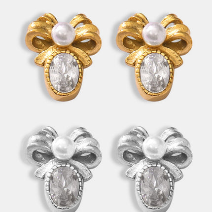 Titanium Steel Bow Stud Earrings - Image 3