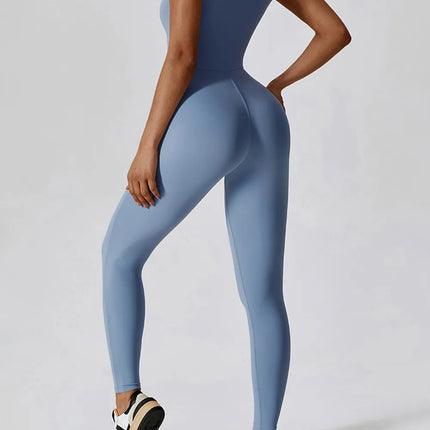 Basic Bae Half Zip Short Sleeve Active Jumpsuit - Image 8