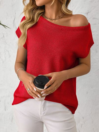 Mandy Boat Neck Short Sleeve Knit Top - Image 7