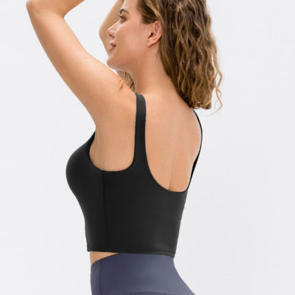 Cropped Scoop Neck Active Tank Top - Image 3