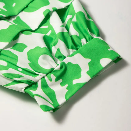 Printed Puff Half Sleeve V Neck Babydoll Dress - Image 8