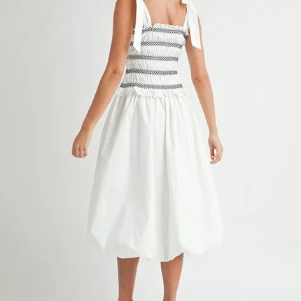 MABLE Smocked Bodice Bubble Midi Dress - Image 9