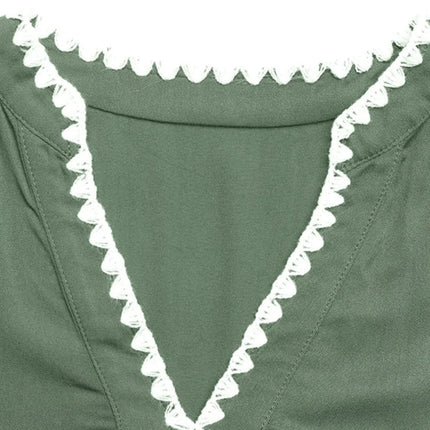 Lace Detail Notched Flounce Sleeve Mini Dress - Image 6