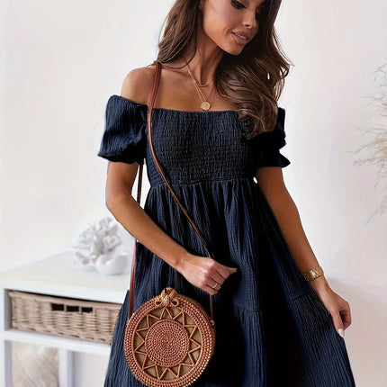 Full Size Ruffled Off-Shoulder Short Sleeve Dress - Image 18