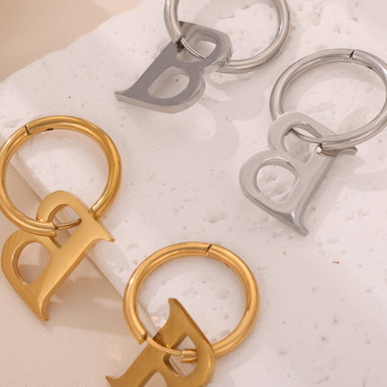 Titanium Steel Letter Hoop Earrings - Image 1