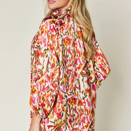 Double Take Full Size Printed Button Up Long Sleeve Shirt - Image 2