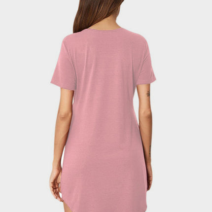 V-Neck Short Sleeve Lounge Dress - Image 17