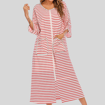 Round Neck Three-Quarter Sleeve Midi Night Dress - Image 10