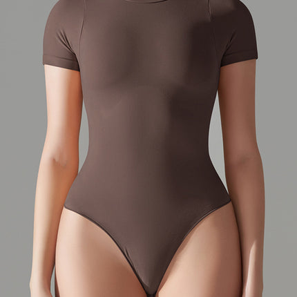 Round Neck Short Sleeve Active Bodysuit - Image 25