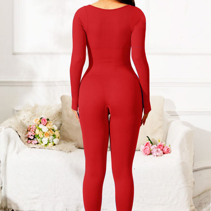 Scoop Neck Long Sleeve Active Jumpsuit - Image 17