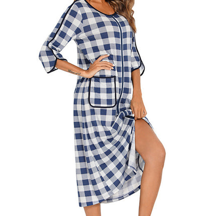 Round Neck Three-Quarter Sleeve Midi Night Dress - Image 23