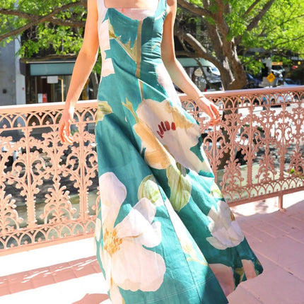 Printed Square Neck Maxi Dress - Image 11