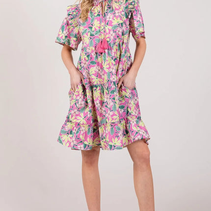 SAGE + FIG Floral Ruffle Short Sleeve Dress - Image 5