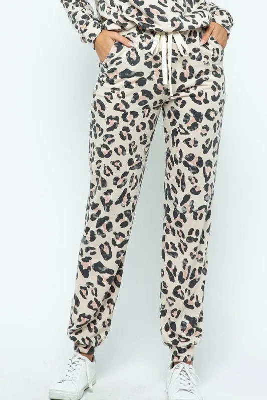 BiBi Leopard Casual Pants with Side Pockets