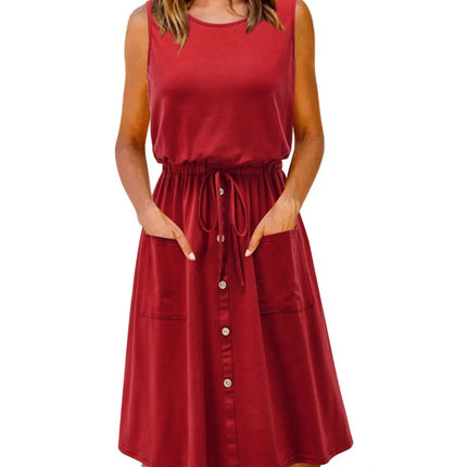 Full Size Round Neck Sleeveless Tank Dress Plus Size - Image 4