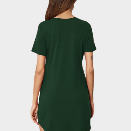 V-Neck Short Sleeve Lounge Dress - Image 14