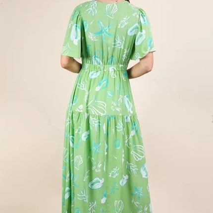 VERY J Printed V-Neck Resort Midi Dress - Image 6