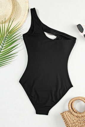 Cutout One Shoulder Sleeveless One-Piece Swimwear - Image 8