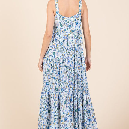 Mittoshop Flower Print Tiered Sleeveless Empire Maxi Dress - Image 5