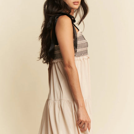 Davi & Dani Multi Contrast Smocked Bodice Straps Maxi Dress - Image 8