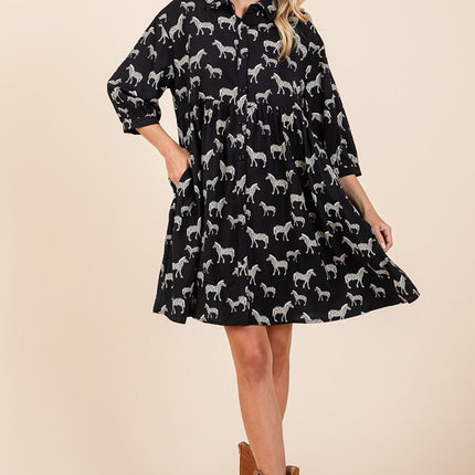 Mittoshop Zebra Print Button Down Shirt Mini Dress - Image 5