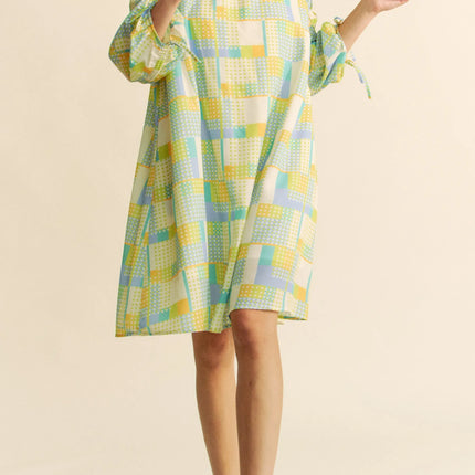 Davi & Dani Printed Off Shoulder Drawstring Sleeve Mini Dress - Image 9