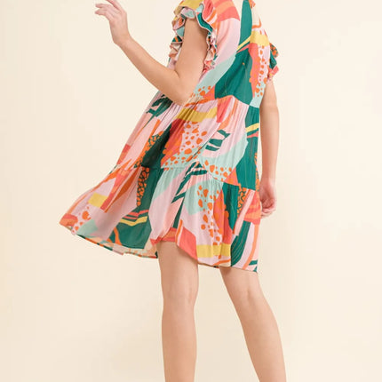 And The Why Printed Double Ruffle Sleeve Dress - Image 5