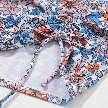 Drawstring Printed Wide Strap Swim Dress - Image 6