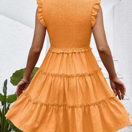 Ruffled V-Neck Cap Sleeve Dress - Image 12