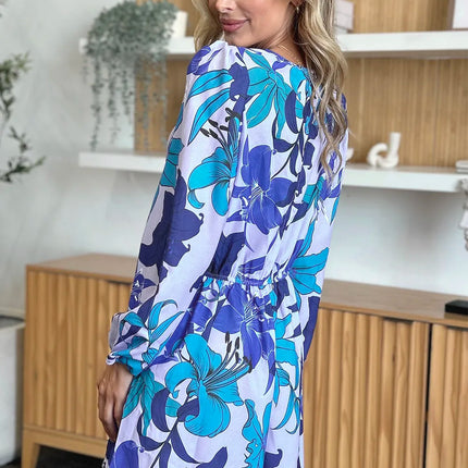 Double Take Full Size Floral Long Sleeve Romper with Pockets - Image 9