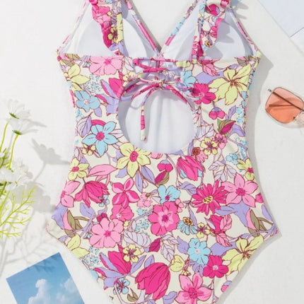 Floral Ruffle Trim Tummy Control One Piece Swimsuit - Image 6