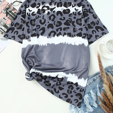 Leopard V-Neck Short Sleeve T-Shirt - Image 3