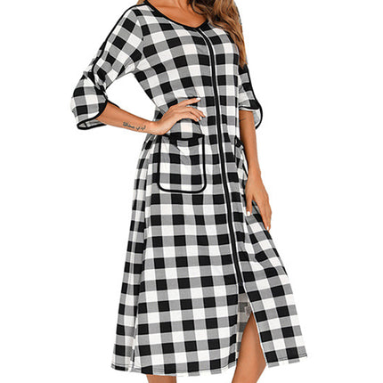 Round Neck Three-Quarter Sleeve Midi Night Dress - Image 20