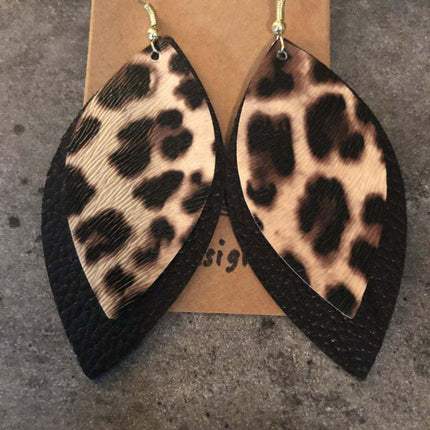 PU Leather Leaf Dangle Earrings - Image 8