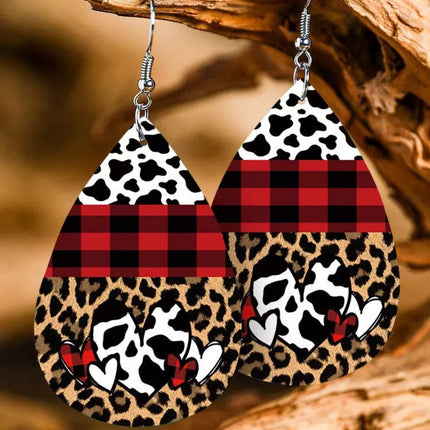 Printed PU Leather Dangle Earrings - Image 3